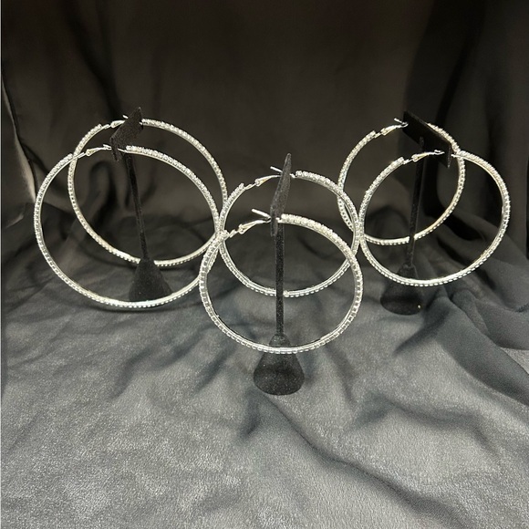 Jewelry - Elegant faux diamond Hoop Earrings